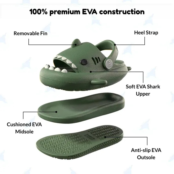 Dark_Green_Eva_Kids_Shark_Slippers_With_Back_Strap_For_Kids