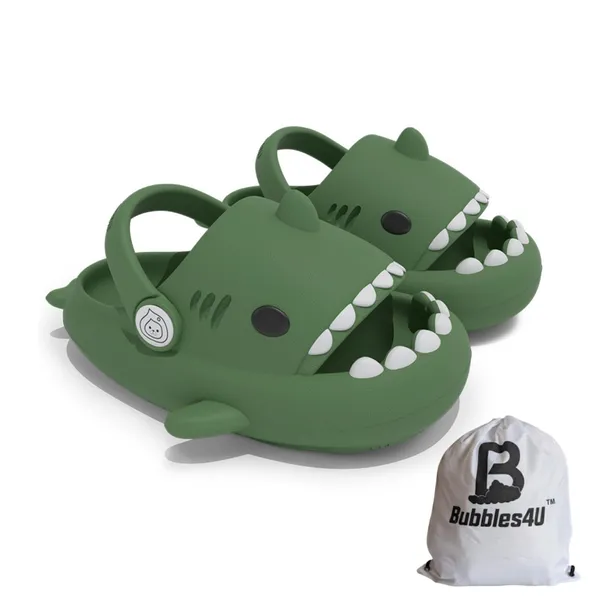 Dark_Green_Eva_Kids_Shark_Slippers_With_Back_Strap_For_Kids