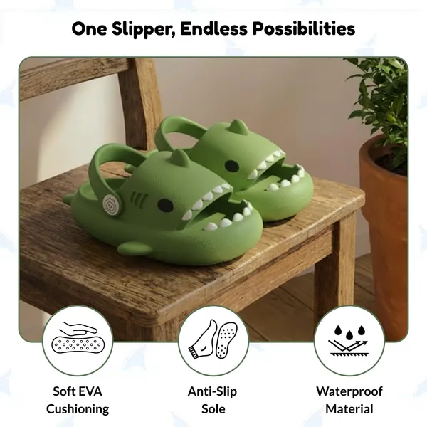 Dark_Green_Eva_Kids_Shark_Slippers_With_Back_Strap_For_Kids