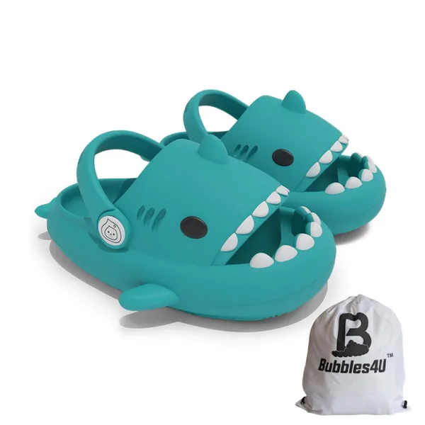 Mint_Green_Eva_Kids_Shark_Slippers_With_Back_Strap_For_Kids