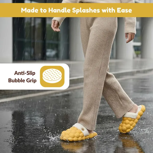 Yellow_Eva_Fur_Plush_Lined_Bubble_Slippers_For_Unisex