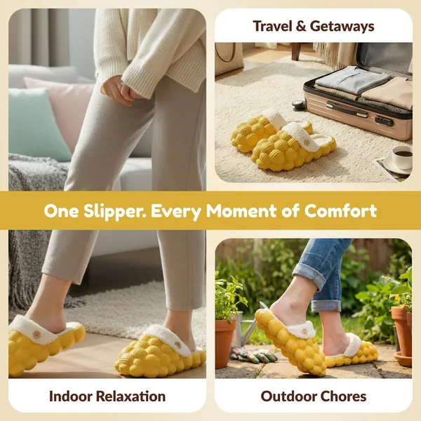 Yellow_Eva_Fur_Plush_Lined_Bubble_Slippers_For_Unisex