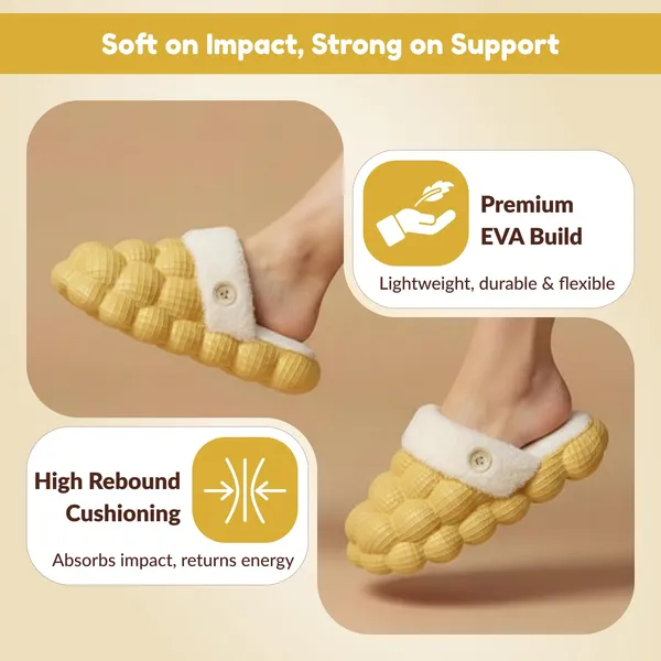 Yellow_Eva_Fur_Plush_Lined_Bubble_Slippers_For_Unisex