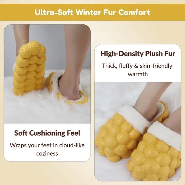 Yellow_Eva_Fur_Plush_Lined_Bubble_Slippers_For_Unisex