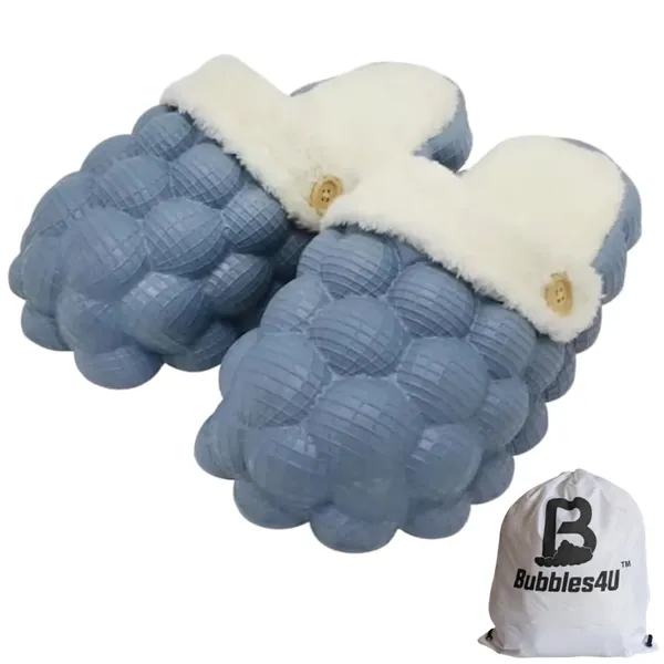 Blue_Eva_Fur_Bubble_Slippers_With_Plush_Lined_Slides_For_Unisex