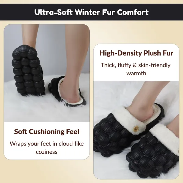 Black_Eva_Fur_Bubble_Slippers_For_Unisex