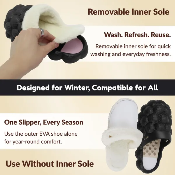 Black_Eva_Fur_Bubble_Slippers_For_Unisex