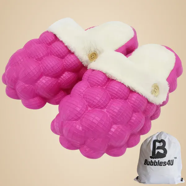 Pink_Eva_Fur_Bubble_Slippers_For_Unisex