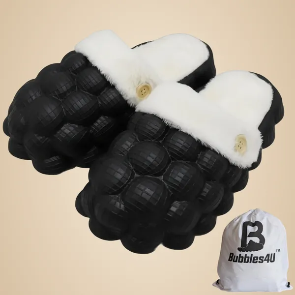 Black_Eva_Fur_Bubble_Slippers_For_Unisex