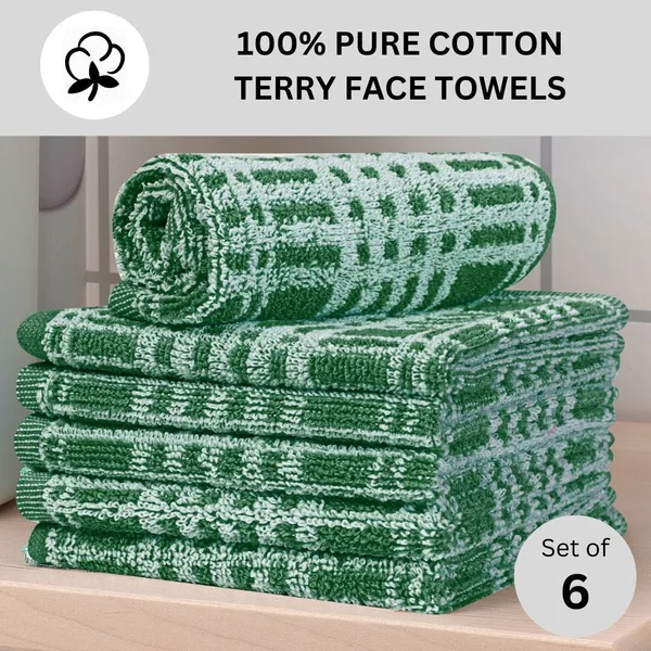 Green_Cotton_Bath_Sport_Beach_Hair_Hand_Face_Towel_Pack_Of_6