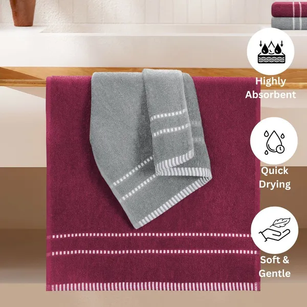 Grey_And_Maroon_Cotton_Hand_Face_Beach_Sport_Towel_Pack_Of_4