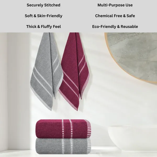 Grey_And_Maroon_Cotton_Hand_Face_Beach_Sport_Towel_Pack_Of_4
