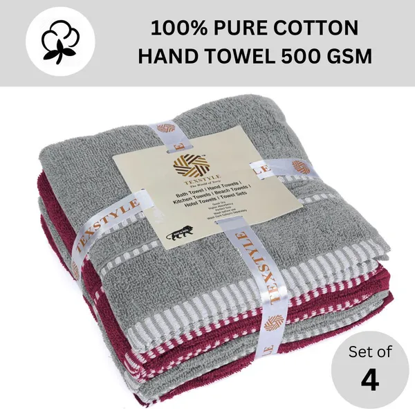 Grey_And_Maroon_Cotton_Hand_Face_Beach_Sport_Towel_Pack_Of_4