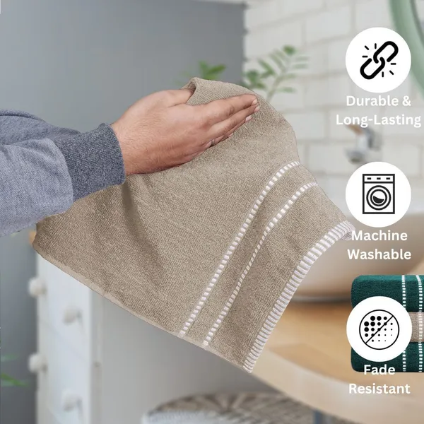 Green_And_Beige_Cotton_Hand_Face_Beach_Sport_Towel_Pack_Of_4
