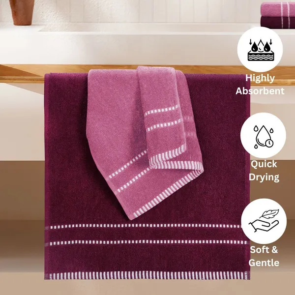 Pink_And_Purple_Cotton_Hand_Face_Beach_Sport_Towel_Pack_Of_4