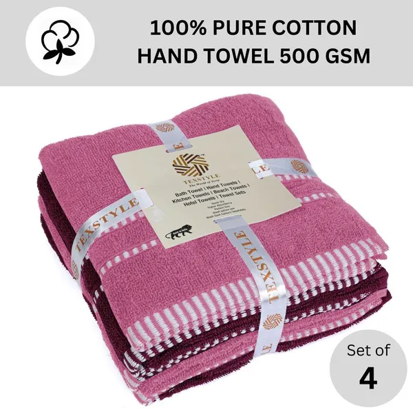Pink_And_Purple_Cotton_Hand_Face_Beach_Sport_Towel_Pack_Of_4