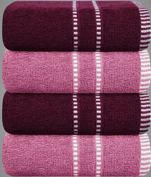 Pink_And_Purple_Cotton_Hand_Face_Beach_Sport_Towel_Pack_Of_4