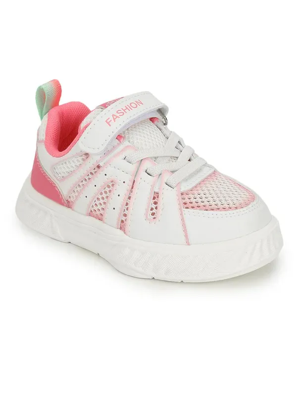White_And_Pink_Lightweight_Casual__Sneaker__With_Comfortable_Cushioned_Sole_For_Kids