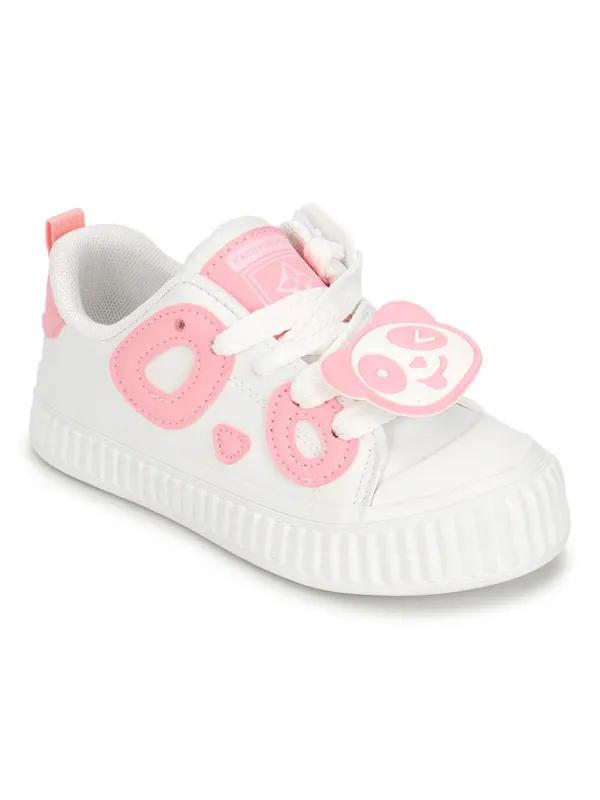White_And_Pink_Lightweight_Casual__Sneaker__With_Comfortable_Cushioned_Sole_For_Kids