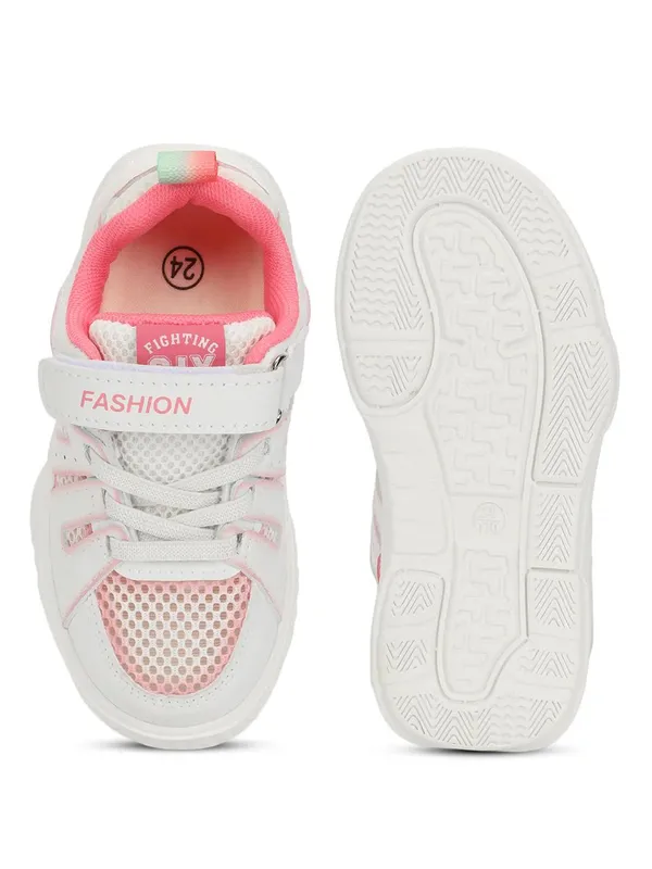 White_And_Pink_Lightweight_Casual__Sneaker__With_Comfortable_Cushioned_Sole_For_Kids