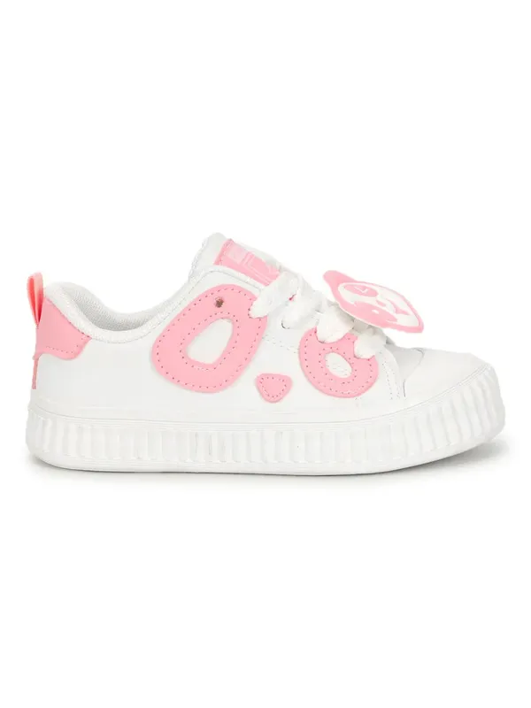 White_And_Pink_Lightweight_Casual__Sneaker__With_Comfortable_Cushioned_Sole_For_Kids