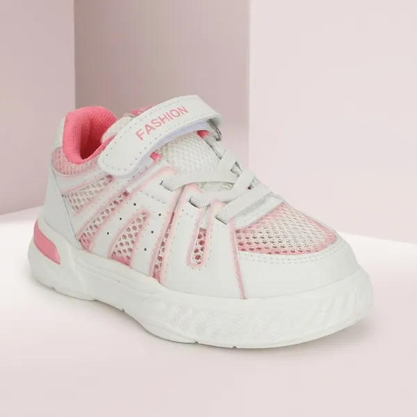 White_And_Pink_Lightweight_Casual__Sneaker__With_Comfortable_Cushioned_Sole_For_Kids