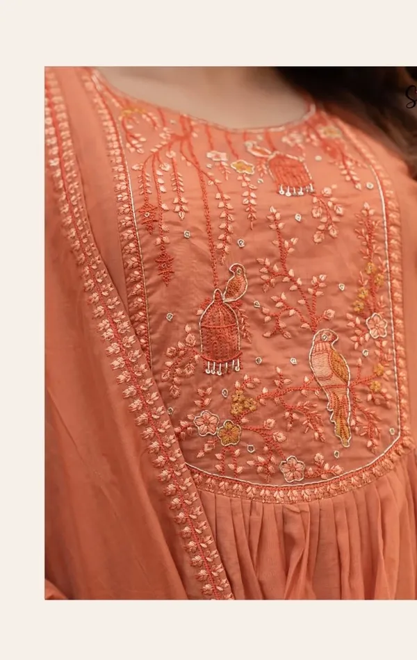 Orange_Cotton_Kurta_Pant_With_Dupatta_For_Women