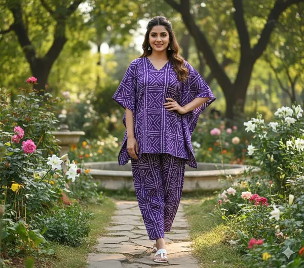 Free_Sized_Kaftan_and_Pant_violet_abstract