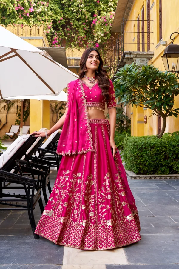 Lehenga_Choli_Natural_Silk_Vibrant_Pink