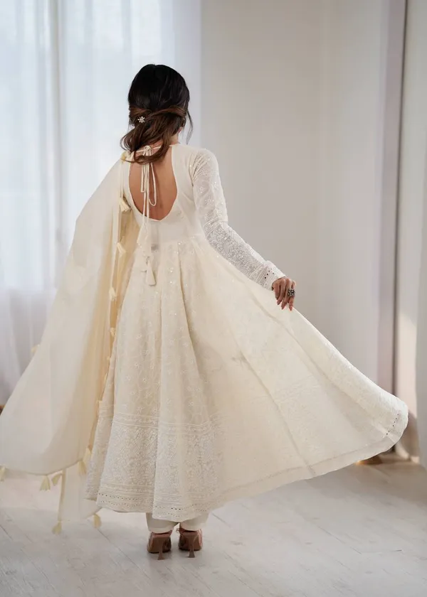 White_Kora_Cotton_Anarkali_Gown_With_Bottom_And_Dupatta_For_Women