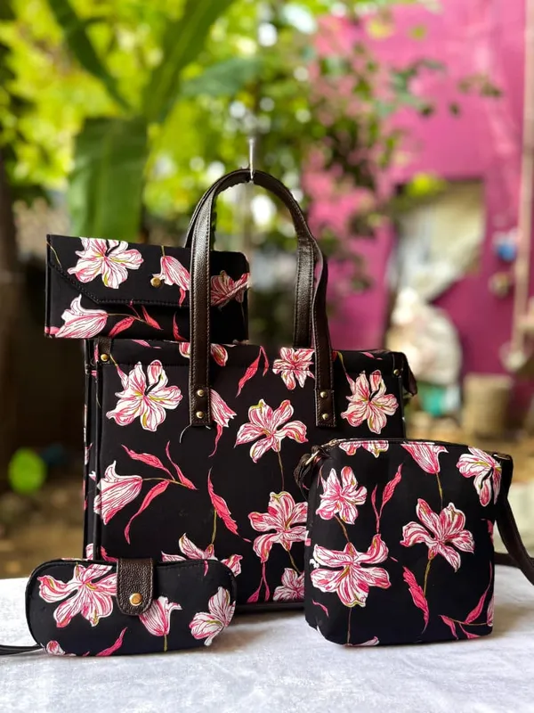 4_Combo_Hand_Block_Printed_Tote_Bag_Set
