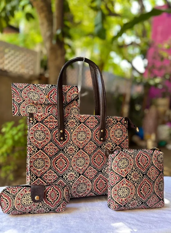 4_Combo_Hand_Block_Printed_Tote_Bag_Set