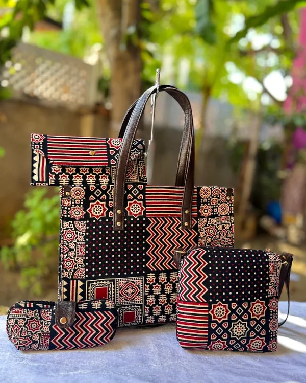 4_Combo_Hand_Block_Printed_Tote_Bag_Set