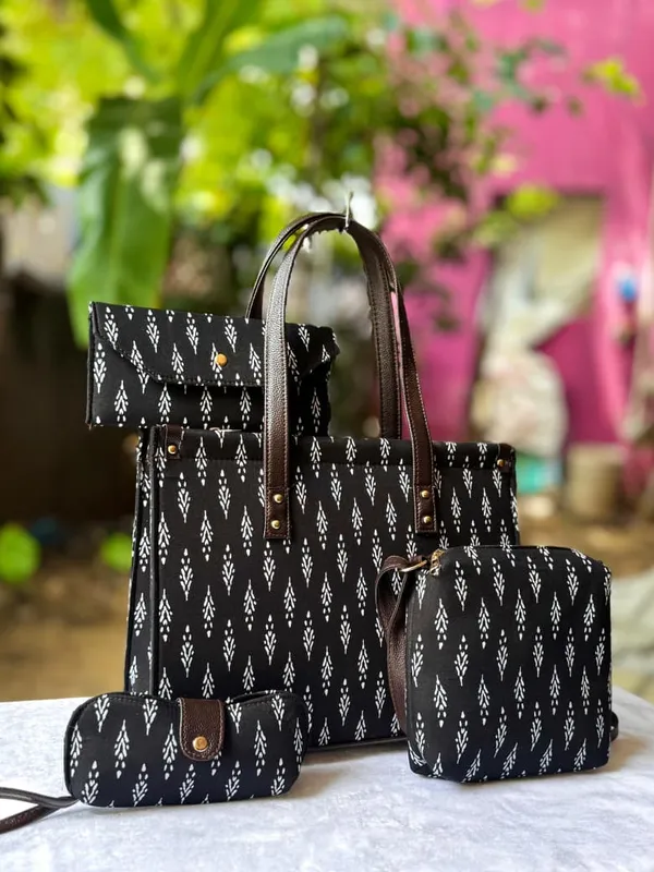 4_Combo_Hand_Block_Printed_Tote_Bag_Set