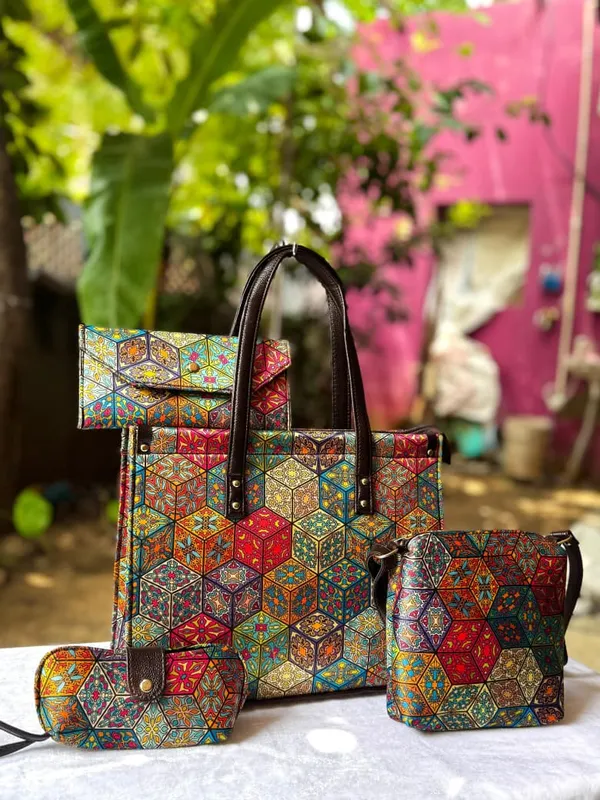 4_Combo_Hand_Block_Printed_Tote_Bag_Set