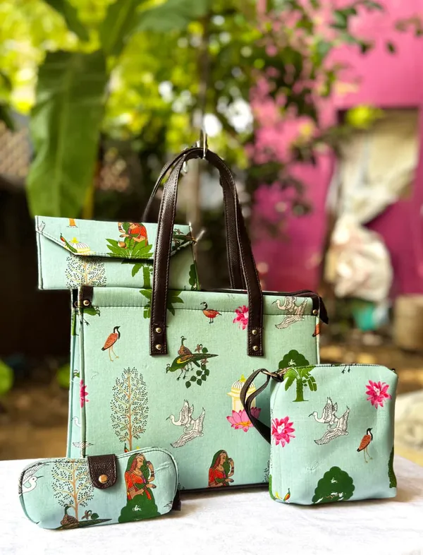 4_Combo_Hand_Block_Printed_Tote_Bag_Set