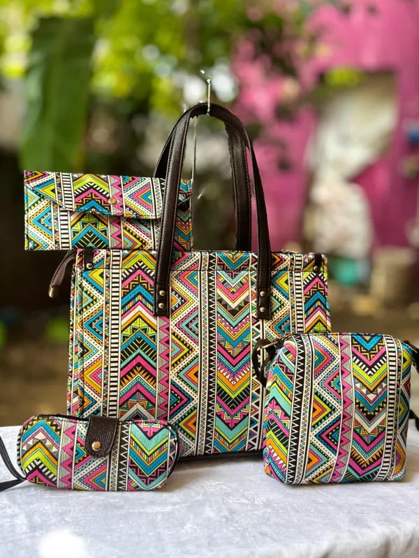 4_Combo_Hand_Block_Printed_Tote_Bag_Set