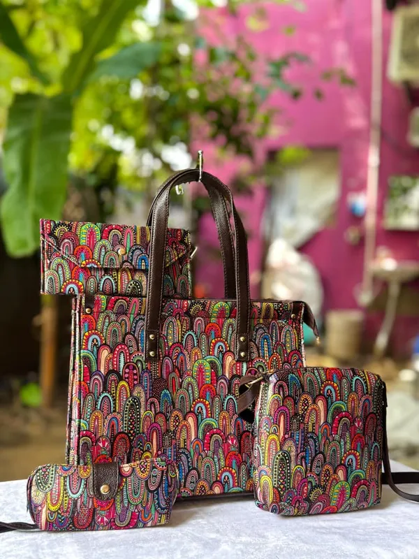 4_Combo_Hand_Block_Printed_Tote_Bag_Set