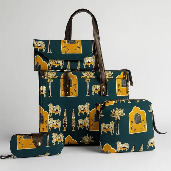 4_Combo_Hand_Block_Printed_Tote_Bag_Set