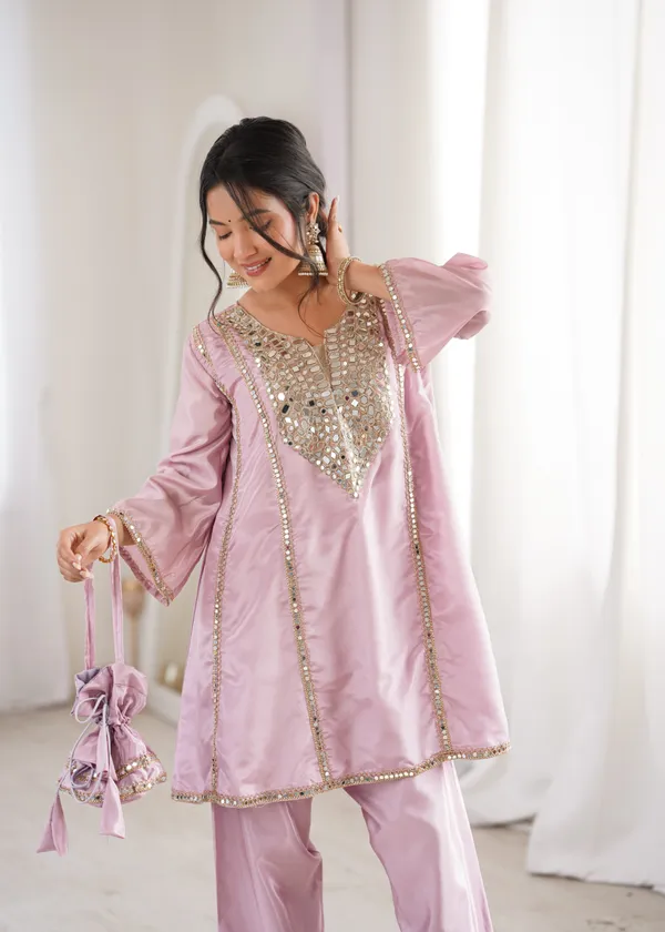 Readymade_Kurti_Pant_with_Batwa_Set