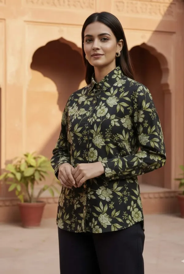 Black_Cotton_Rajasthani_Traditional_Design_Shirt_For_Women
