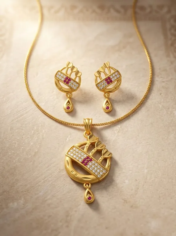 Gold_Brass_Premium_&_Fancy_Design_Pendant_Set_For_Women_&_Girl