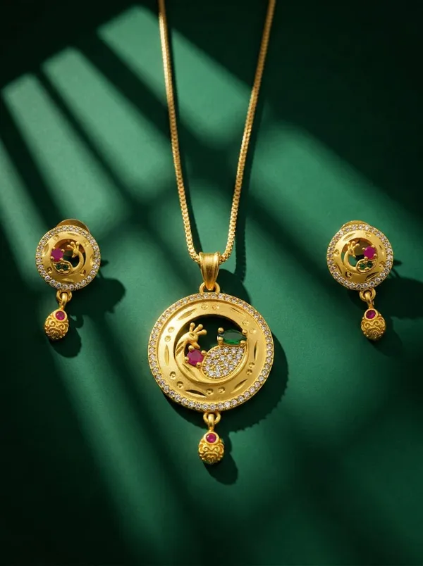 Gold_Brass_Premium_&_Fancy_Design_Pendant_Set_For_Women_&_Girl