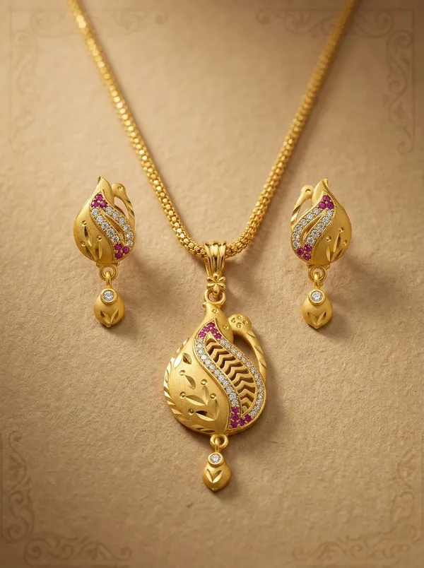 Gold_Brass_Premium_&_Fancy_Design_Pendant_Set_For_Women_&_Girl