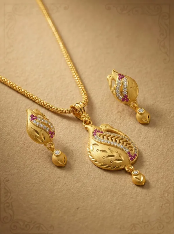 Gold_Brass_Premium_&_Fancy_Design_Pendant_Set_For_Women_&_Girl