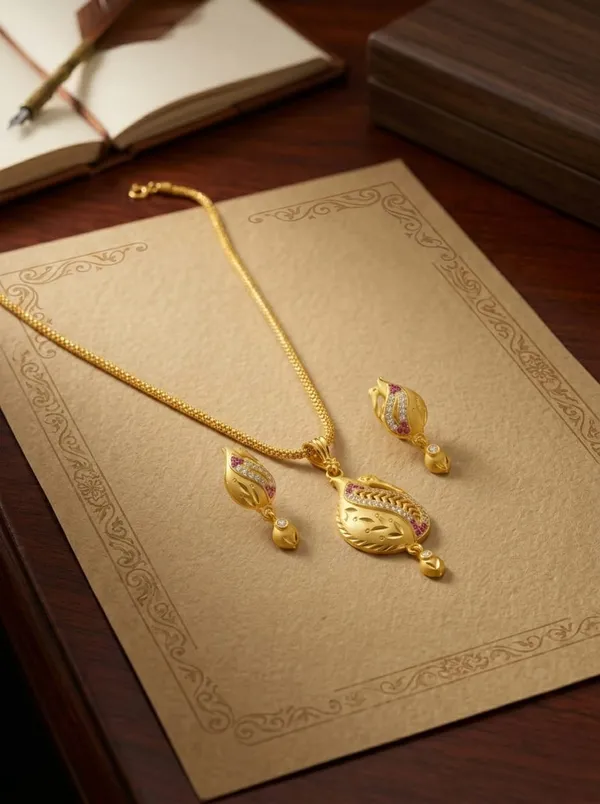 Gold_Brass_Premium_&_Fancy_Design_Pendant_Set_For_Women_&_Girl