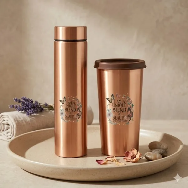 500_Ml_||_900Ml_|_Pure_Copper_Butterfly_Tumbler_And_Motivational_Copper_Bottle_Set_Pack_Of_2
