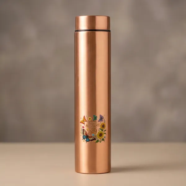 900Ml_|_Copper_Finish_Bottle_With_Floral_&_Butterfly_Design