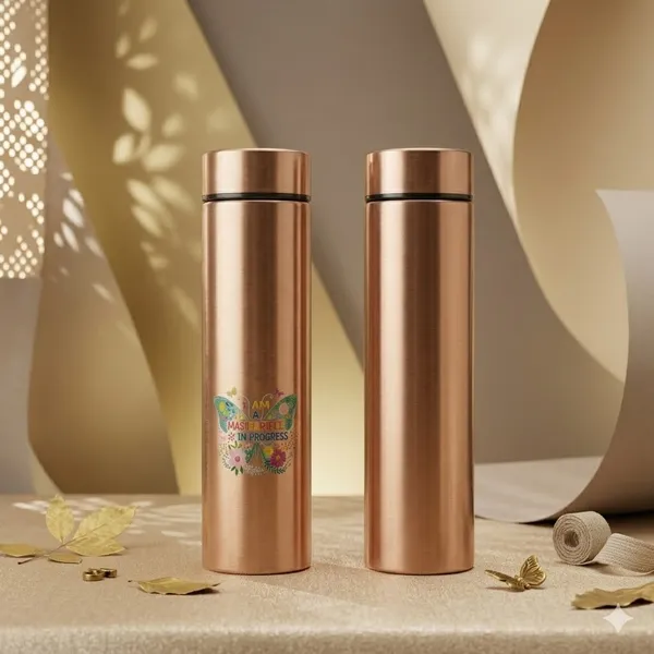 900Ml_||_900Ml_|_Copper_Pencil_designer_Bottle__And__Copper_Pencil_Plain_Bottle_Set_Pack_Of_2
