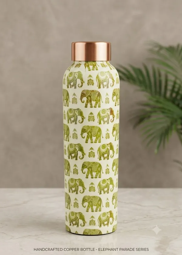 copper_Bottle_Meena_Printed_Green_Elephant_Design_900_ml_bottle_